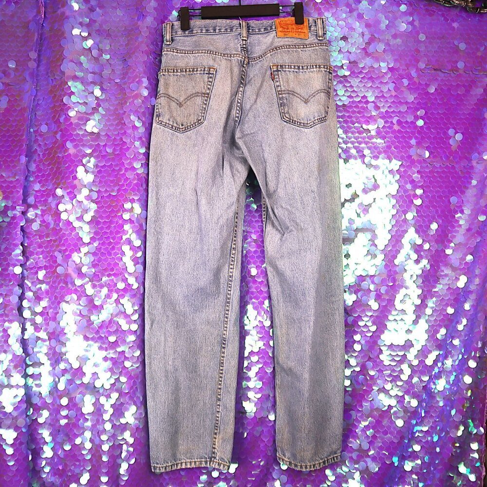 LEVIS 550 31x32 *FLAWED* Acid Wash Light Blue Denim Jeans Classic Distressed Y2K - Picture 7 of 14